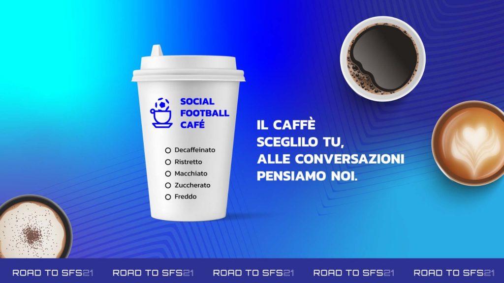 cover Social Football Café 2021 con tazza di caffè